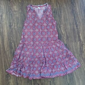 Max Studio Red and Blue Patterned Top Women’s Large